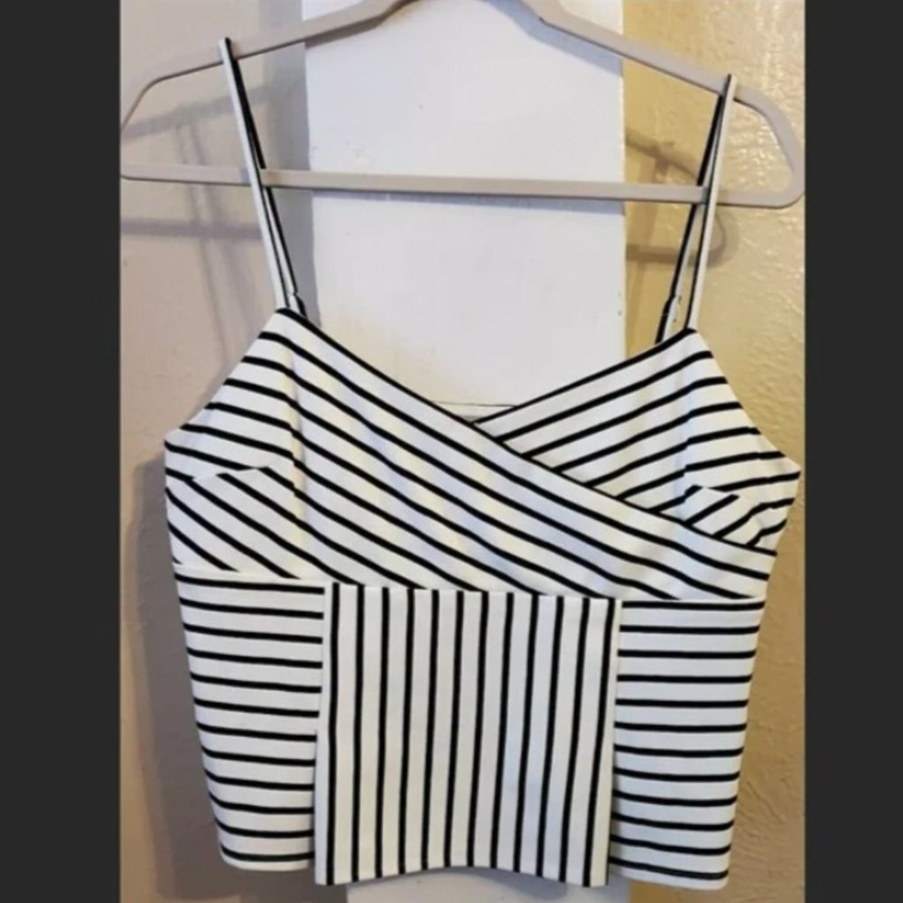 1. State White & Black Striped Top, EUC